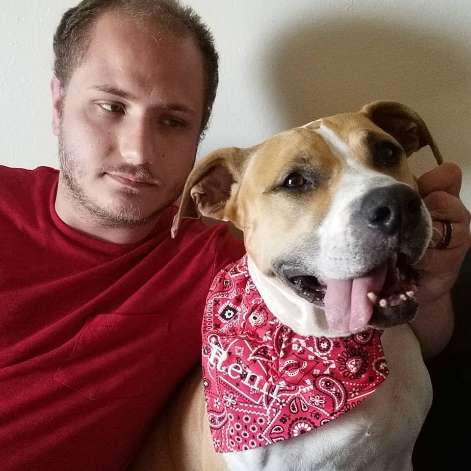 Myself and my dog sitting on a couch